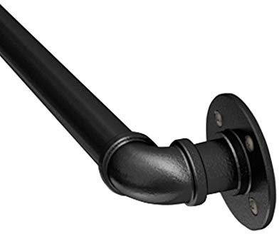 Barra de agarre de hierro forjado de metal negro para escaleras, interior y exterior, con riel de pie, mango de soporte, barra de seguridad, barandilla de escalera, kit de soporte exterior de 400 cm