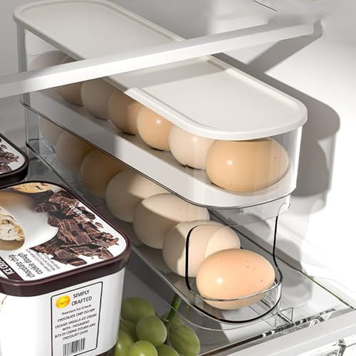 Porta Uova Da Frigo,Porta Uova A Doppio Strato Con Coperchio,Portauova Frigorifero Rotante,Adatto Per Frigoriferi E Piccoli Elettrodomestici Da Cucina