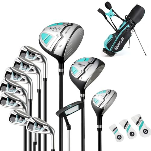 LIFEZEAL Ensemble Complet de Clubs de Golf pour Homme, 15 Ensembles de Golf avec Sac pour droitier avec Driver 460CC #1 Driver, #3 Fairway, Hybride (Vert)
