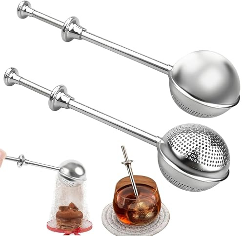 LINTRA Infusor de Te, 2 Piezas Bola de Té de Asa Largo, Acero Inoxidable 304 Infusionador, Coladores de Te a Granel con Clip de Resorte, para Azúcar Glas, Especias y Té Suelto