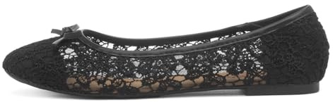 Lilley Womens Black Lace Bow Ballerina Shoe - Size 5 UK - Black