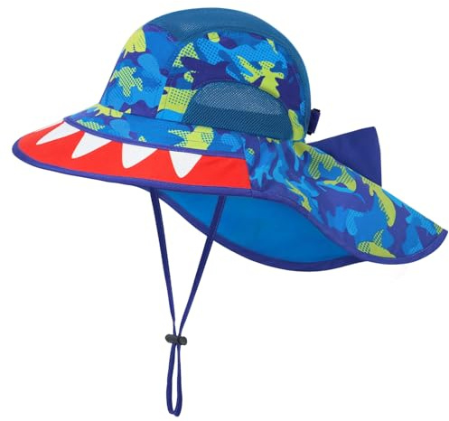 Sombrero de Sol bebé Gorro Verano para niños Sombrero Playa de ala Ancha Proteccion Solar para niños con Correa Ajustable