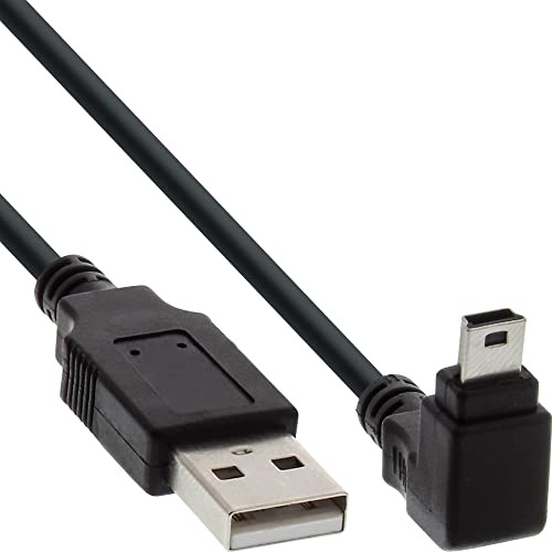 InLine® 34203 USB 2.0 Mini-Kabel, Stecker A an Mini-B Stecker (5pol.) unten abgewinkelt 90°, schwarz, 0,3m