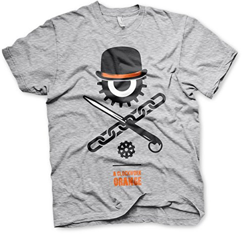 Offizielles Clockwork Bowler Eye T-Shirt Orange Gr. M, Heathergrey