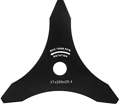 Lame 3 Dents, pour coupe-herbe, Lame de coupe, Diamètre 255 mm/trou 25,4 mm/épaisseur 1,5 mm, Tondeuse à gazon électrique Accessoires, pour la taille des mauvaises herbes Jardin