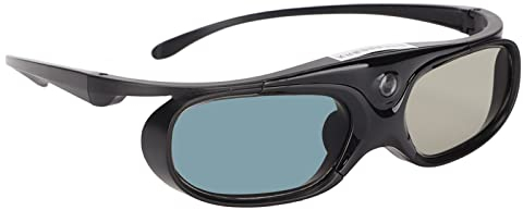 Lunettes 3D DLP, Lunettes LCD 1080P 144Hz Lunettes à Obturateur Actif DLP-Link 3D Rechargeables avec un Grand Angle de 178° de Visualisation Batterie Rechargeable Lunettes 3D à Obturateur(Le noir)