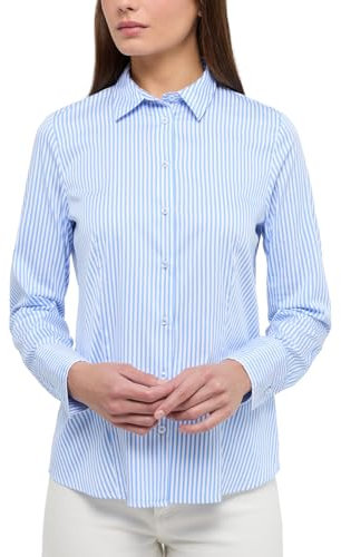 ETERNA Modern Fit Bluse Langarm Hemdkragen Stretch Streifen blau/weiß Größe 38