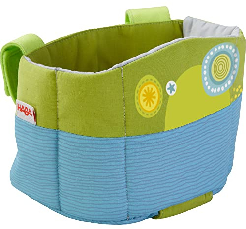 HABA Siège de vélo pour poupée, Prairie d'été, siège sûr pour poupée, Ours en Peluche et Doudou, Convient pour vélo, Luge, Scooter et vélo, Facile à Fixer avec 3 Fermetures Velcro