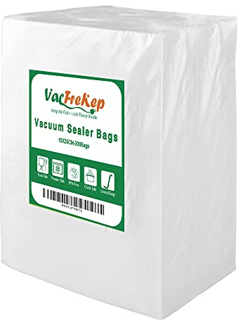 VacFreKep 200 Sacs 15x25cm Sacs Machine Sous Vide Alimentaire,sans BPA et LFGB Sac de Congelation Sous Vide,Compatible Avec n'importe Quelle Scelleuse Sous Vide