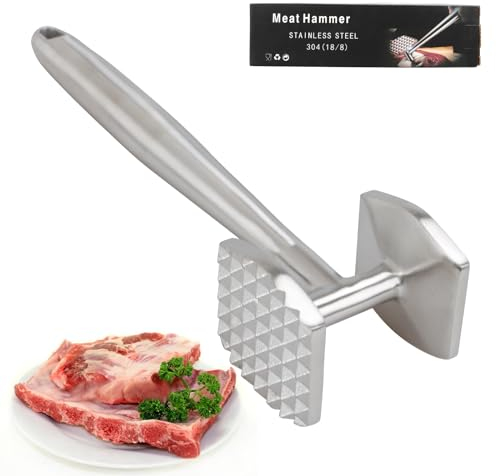 AKOLAFE Attendrisseur de Viande en INOX 304 Attendrisseur de Viande à Pointes et Marteau Plat en Alliage d'aluminium Lavable au Lave-Vaisselle