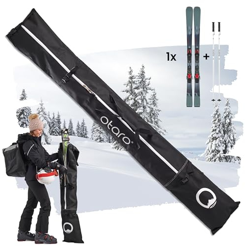 Otaro Sac de Ski pour 1 Paire de Skis et bâtons | Housse de Ski à Longueur réglable, Hydrofuge et Robuste