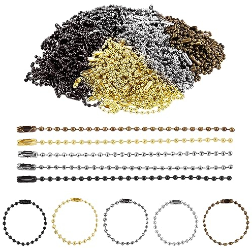 Swpeet 160Pcs gemischte Farben Kugelkette Frühling O Ringe und Hummer Klauen Klammern Sortiment Kit, Dog Tag Kette Runde Karabiner Clip Snap und Swivel Lanyards Trigger Snap für Schmuck Herstellung