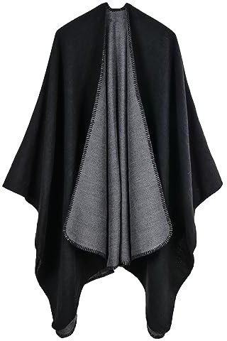 SJTJSPX Poncho Châle Femme Cape Écharpe Elégant Poncho Mexicain Cachemire Manteux Hiver Automne Chaud Ouvert à Carré Foulard Épaissie Douce Couverture Tricot Châle Wraps Réversible Cardigan