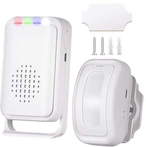 Détecteur de mouvement Carillon de porte pour entrée de magasin d'affaires, Passage, Alarme Detecteur de Mouvement, Alarme Detecteur Exterieur sans Fil，Alarme Maison sans Fil, 1 capteur et 1 récepteur