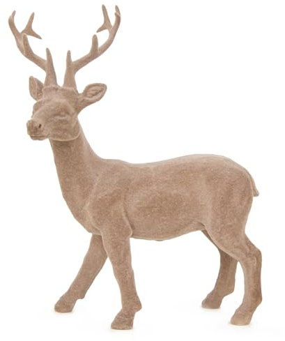 Logbuch-Verlag Figurine de renne de cerf - Couleur crème - Décoration de Noël - À poser - 16 x 7,5 x 22,5 cm
