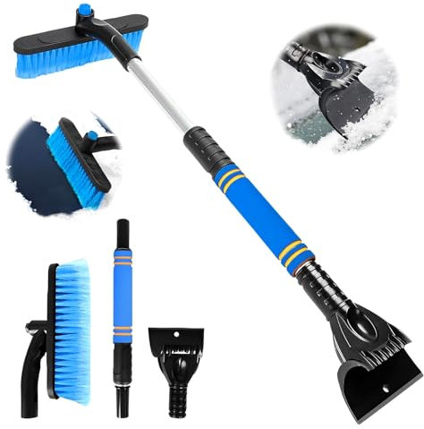 DTXYBC 3 in1 Auto Eiskratzer, Ausziehbare Schneeräumbürste, Abnehmbarer Eisschaber, Eiskratzer Auto mit Besen, Auto Eiskratzer mit Schaumstoffgriff, für Autowindschutzscheiben, Fenster