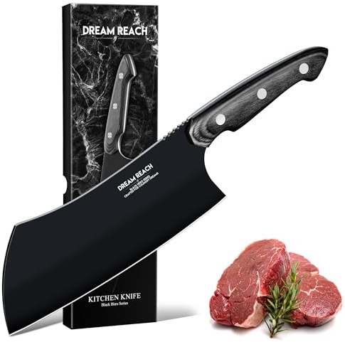 Dream Reach Coltello da Cucina, Coltello da Chef Professionale Adatto per Tagliare Carne, Pesce, Verdura e Frutta, Acciaio Inossidabile ad Alto Tenore di Carbonio, Manico in Legno Ergonomico
