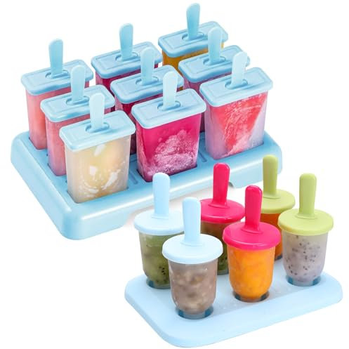 AIBAOBAO Stampi per Ghiaccioli, 15 Pezzi Stampi per Gelati Senza BPA, Stampini Gelato Stecco Riutilizzabile, Formine Ghiaccioli Stampo DIY per Bambini Adulti, per Preparazione Gelati,Sorbetti