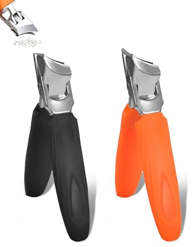 GAJUS 2 unidad de tijeras para uñas curvas 2025, tijeras para uñas con bisel, tijeras para uñas curvas con abertura ancha y protector contra salpicaduras, aptas para adultos y personas mayores