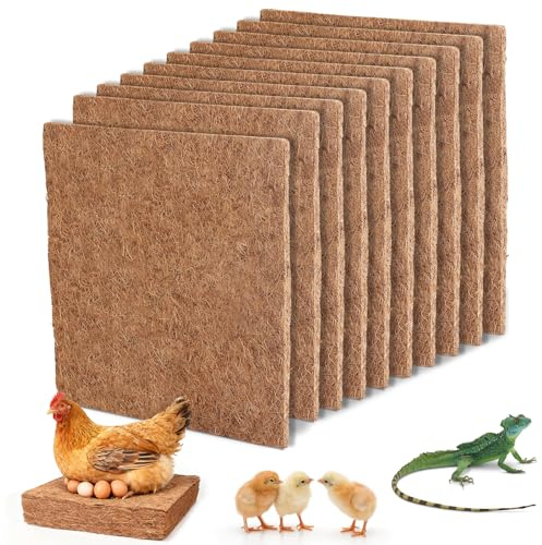 EFUTURETIME 10 x häckningsmatta för höns 25 cm x 25 cm i naturlig kokosfiber, återanvändbar för att lägga ägg eller upprätthålla värmen
