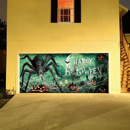 Spider Pattern - Striscione per porta di garage, motivo: bandiera di tela, sfondo di Halloween, per garage, garage, garage, porta bandiere (210 x 150 cm)