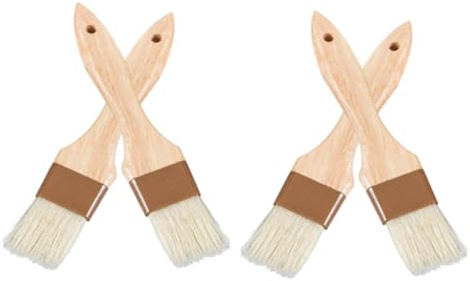 Ciieeo 4piezas Cepillo para Parrilla De Madera y Cerdas De Cerdo Pinceles para Salsa De Barbacoa Hornear Pintar Huevo Carne Mantequilla Untar Repostería Aceite De Cocina Barbacoa