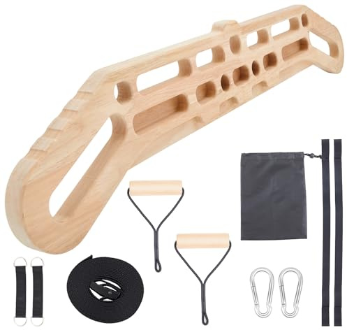 AceOrbit Climbing Hangboard Wooden Rock Climbing Fingerboard Enhance Finger Grip Strength Pull up Bar for Rock Climbings Gift, Christmas Birthday Present for Climber Bouldering, Indoor and Outdoor Use
