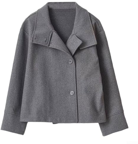 Alanmoship Veste courte en laine à col montant pour femme avec manches longues, conçue pour les loisirs, les trajets quotidiens et la rue en automne et au printemps