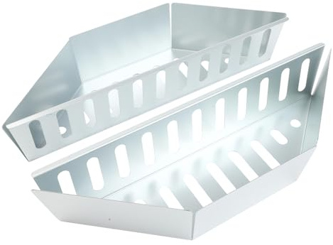 QOXEZY Confezione da 2 cestini per barbecue a carbonella in acciaio inox, resistenti utensili per grigliare all'aperto, compatibili con bricchette e trucioli di legno (0,6 mm, due confezioni)