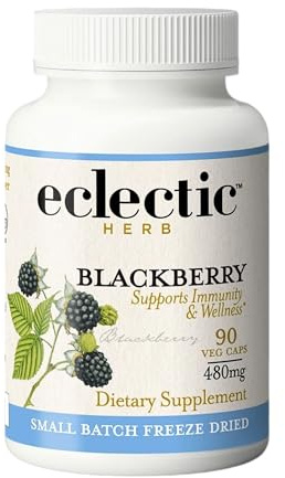 Eclectic Herb - BlackBerry Fruit Capsules | Vegan Superfood Supplement | Nutrition, Vitamins + Minerals | Antioxidant + Immune Support | Organic, Natural, Non-GMO, Gluten Free (90 CT | 480 mg)