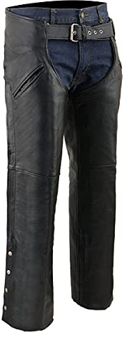 Milwaukee Leather Chaps for Men's Black Leather Slash Pocket- Snap Out Thermal Lined Motorcycle Riders Chap- SH1103 - Medium