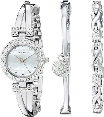 Anne Klein Women's Premium Crystal Accented Bangle Watch and Bracelet Set