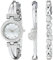 Anne Klein Women's Premium Crystal Accented Bangle Watch and Bracelet Set Silver