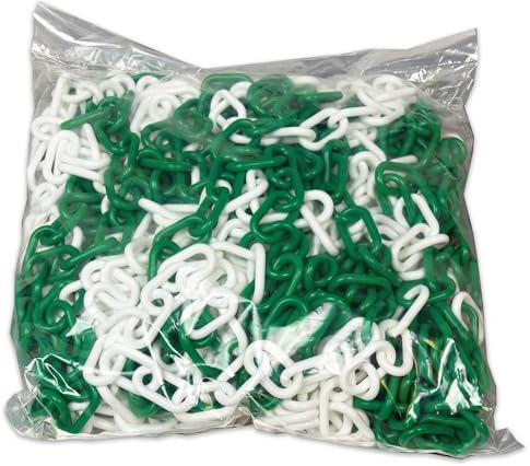 ES-Team UvV® UVKT508.0 Absperrkette, Kunststoffkette 50 Meter in verschiedenen Farben -8 mm Stärke- (grün-weiß)