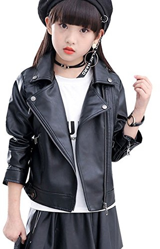 LSERVER Veste en Simili Cuir Zipper Manteau Court Veste Blazer à Manches Longues