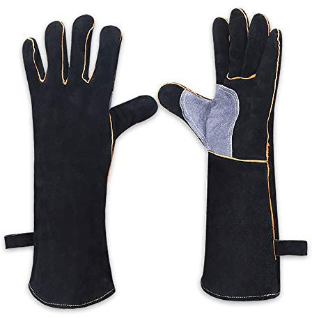 QCWN Gants de soudage très résistants, résistants à la chaleur et au feu avec coutures en Kevlar, gants de travail pour cheminée, cuisinière, four, grill, soudure, manique, équipement de jardinage
