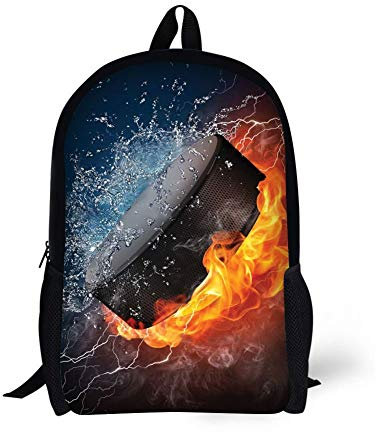 Coloranimal Borsa da scuola per bambini Ragazze Ragazzi Hockey su Ghiaccio Design Leggero Zaino con Cinghie Regolabile Spalla Bookbags, Hockey sul ghiaccio, Grande, Zaino scuola