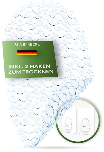 SilverRack DermaSensitivo Tapis de bain 100 % sans BPA (transparent - aspect galets) – Tapis de baignoire antidérapant 69 x 36 cm – Tapis de douche antidérapant pour un maintien sûr dans la baignoire