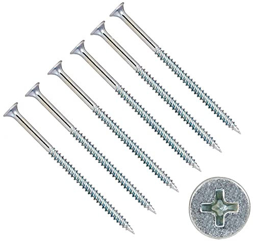 TERF® Lot de 20 vis cruciformes à tête fraisée plate en zinc pour cloison sèche, plaques de plâtre, bois et autres types similaires. Taille de la vis : 4,8 x 150 mm