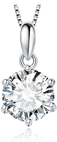 JewelryPalace Collar Plata Mujer con 1.5ct Moissanita Corte Redondo, Solitario Colgante Clásico con Diamante Simulado, Collar Niña en Cadena 45cm Piedra Preciosa Brillante, Conjunto Joyas para Novia