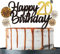 Tortendeko 20 Schwarzes Gold set Doppelseitiges Glitzerpapier Happy Birthday Cake Topper für Geburtstag Deko 20