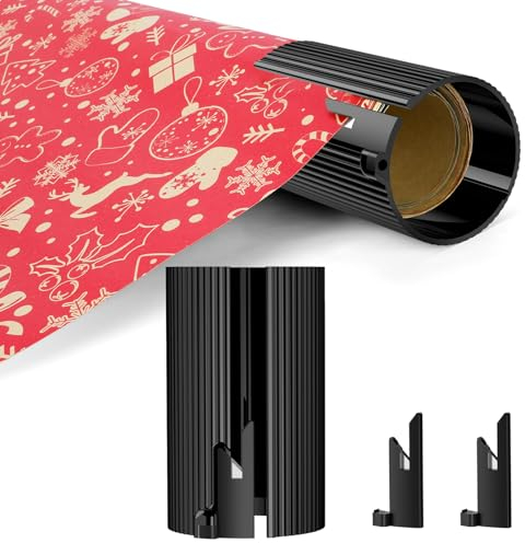 Replaceable Wrapping Paper Cutter(1 Rollers & 3 Blades) Christmas Gift Wrap Roll Cutter Tool, Little Sliding Cutter Tube, Rolled Cutting Device for Halloween, Birthday, Holiday,Crafting Wrapping Paper