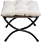 HollyHOME Fußhocker Klappbar Fußablage Fußstütze Faltbar Sitzhocker mit Metallbeinen Fusshocker mit Abnehmbar Gepolsterte Sitzfläche Samt, Beige