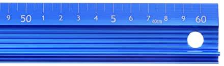 sourcing map Regla de metal de agarre elevado de 60 cm, regla métrica de aleación de aluminio, regla protectora antideslizante, regla de corte recto, herramienta de medición con agujero para colgar