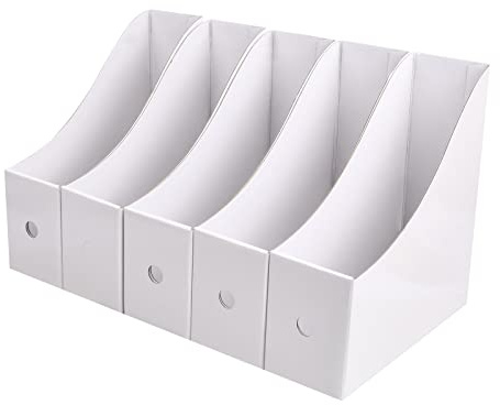 Lot de 5 porte-revues, porte-revues, porte-revues en carton avec étiquettes, support pliable A4, organiseur de fichiers de bureau, boîtes de rangement pour le bureau, l'école, la maison, le dortoir
