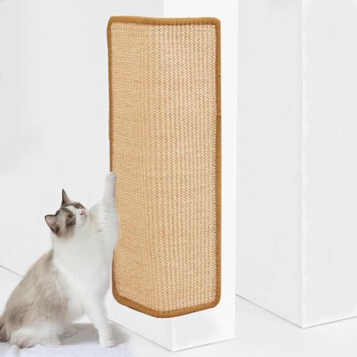 Voarge 1Pcs Kratzmatte Katze Sisal, Katze Kratzschutz Katzenkratzmatte 30x60cm,kratzpappe Ecke für Katzen Schützt Teppiche (Braun)