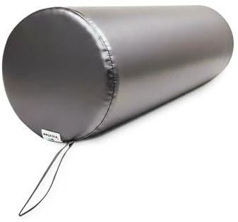 QUIRUMED WELLCORE - Cuscino cilindro da massaggio, 60 x 20 cm, in ecopelle, sfoderabile, imbottitura in schiuma, per yoga, fitness, barella da massaggio, ergonomico, argento