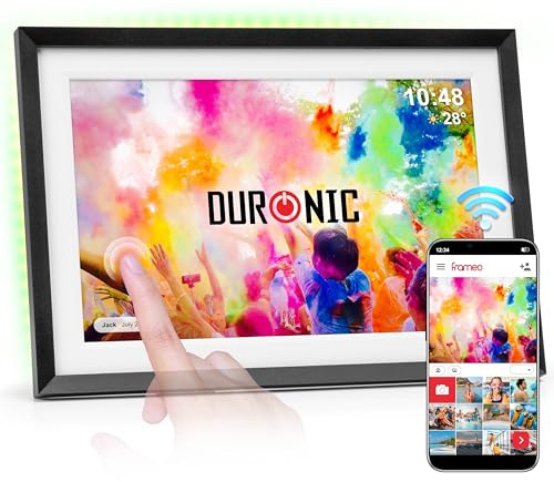 Duronic PF2A BK Cornice Digitale WiFi 10.1in - Cornice Digitale Foto, Portafoto Digitale, Cornice per Foto, Cornici Digitali, Cornice Foto Digitale, 32GB, Android & iOS, Cornice Elettronica con App