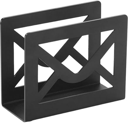 Porte-courrier pour bureau – Plateau organisateur de bureau, porte-lettres noir, organiseur de lettres de bureau, étagère de rangement de documents, design moderne d'enveloppe découpée pour