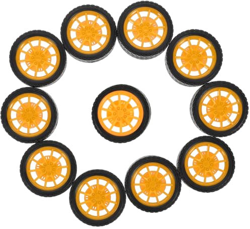 ibasenice 20st Radspielzeugautoreifen Autos Für Spielzeuglastwagen Baggerspielzeug Roboter Sandspielzeugtraktor Autos Boot Vorbaumotorrad Diy Autoradwelle Gummi Yellow